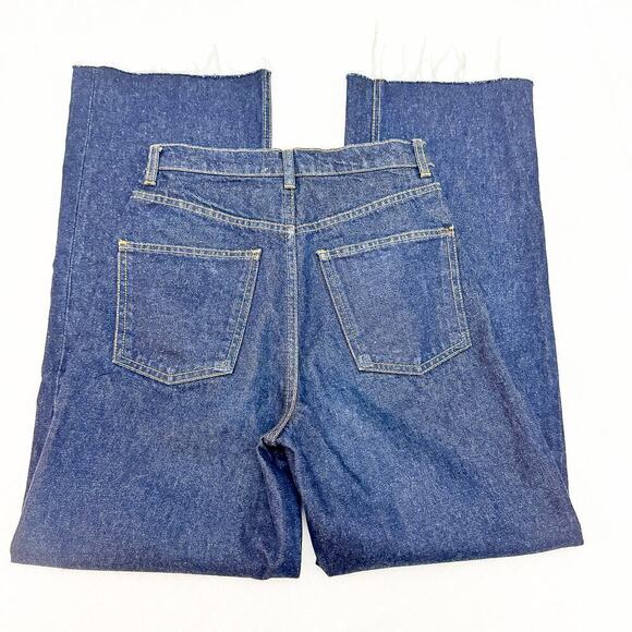 Zara Wide Leg Dark Wash Denim Jeans High Rise Flare Size 2 - Picture 4 of 7